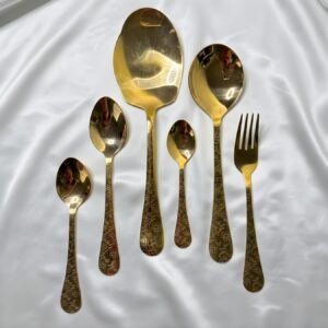 Floral Golden Cutlery Set (28 pcs)